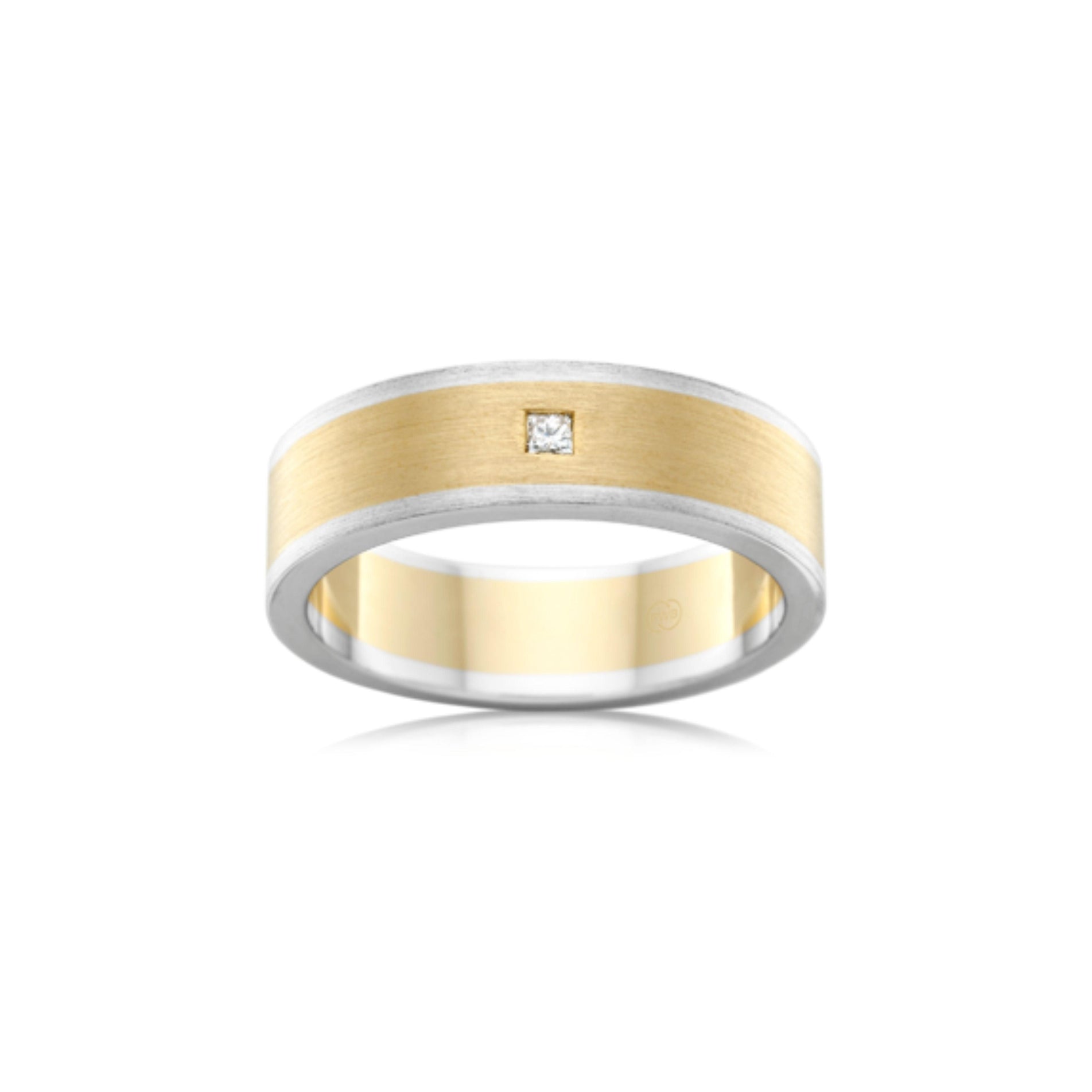 Princess Cut Diamond Two-Tone Parallel Grain Wedding Ring - Orsini Jewellers