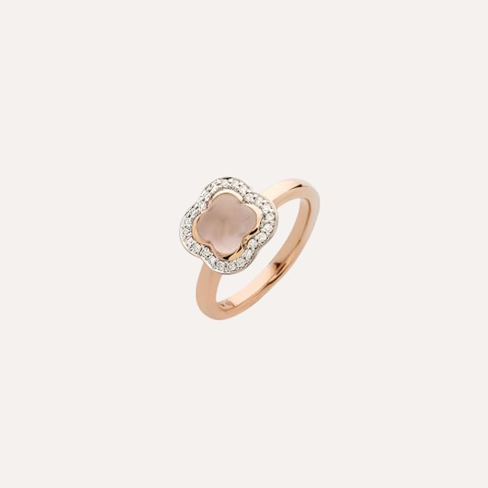 Quadrifoglio Ring in 18k Rose Gold with Pink Quartz and Diamonds - Orsini Jewellers