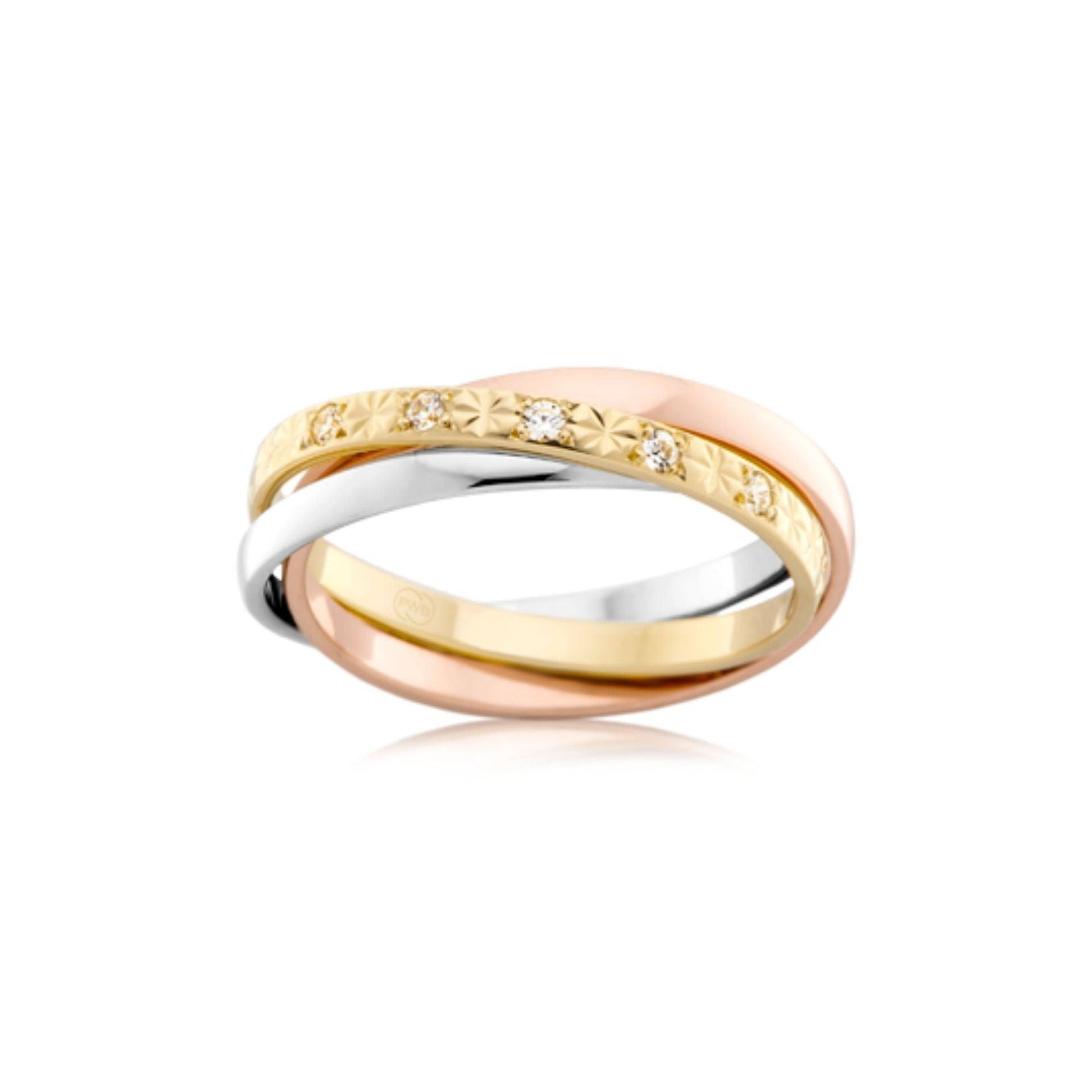 Russian Diamond and Three-Tone Wedding Ring - Orsini Jewellers