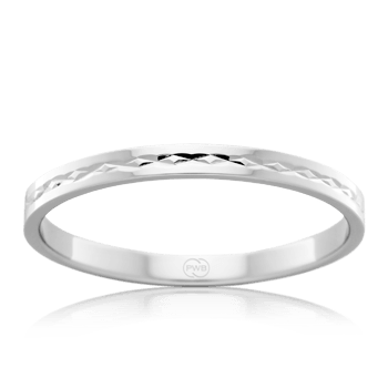 Thin Womens Wedding Ring in Platinum with pattern - Orsini Jewellers