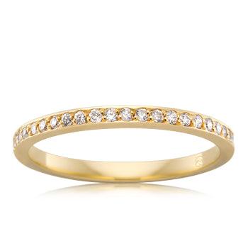 Women&#39;s Extra Small Yellow Gold Bead Set Diamond Wedding Ring - Orsini Jewellers