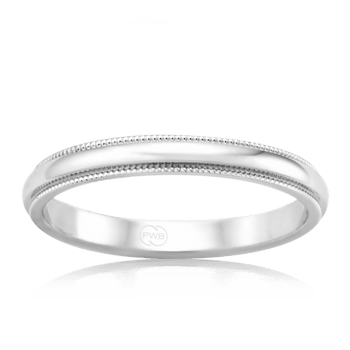 Womens Rounded Wedding Ring with Milgrain Pattern Edge in Platinum - Orsini Jewellers